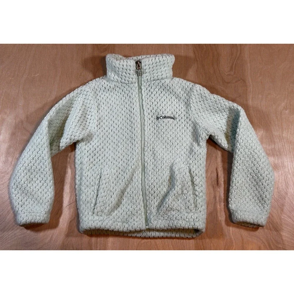 Girl’s Columbia Fire Side Sherpa Jacket Size XS (6/6X) Full Zip Light Mint Green